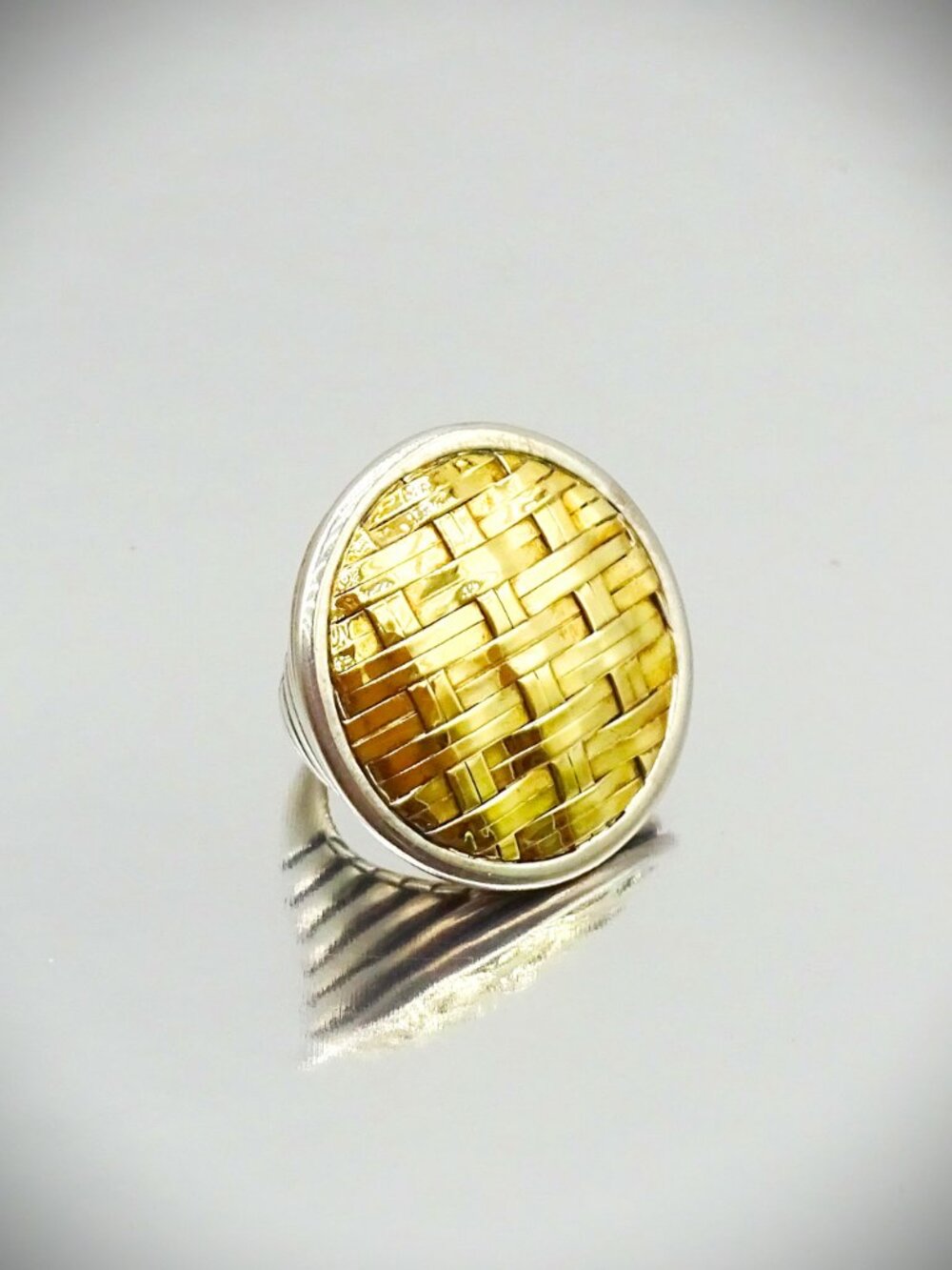 JOHN HARDY Bedeg Sterling Silver 22K Yellow Gold Huge Ring Size 7.25